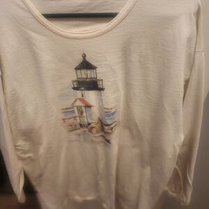 Cream Lighthouse Print Sweatshirt